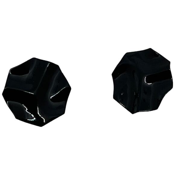 Vintage Black Circle Post Earrings - Picture 2 of 9